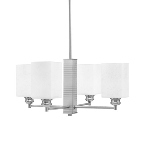 Edge 4 Light Chandelier, Brushed Nickel Finish, 4" Square White Muslin Glass (1154-BN-531)