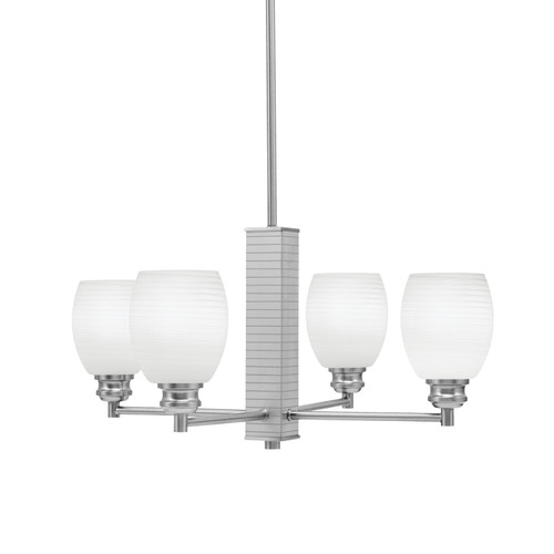 Edge 4 Light Chandelier, Brushed Nickel Finish, 5" White Linen Glass (1154-BN-615)