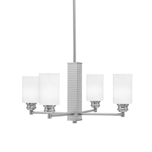 Edge 4 Light Chandelier, Brushed Nickel Finish, 4" White Marble Glass (1154-BN-3001)