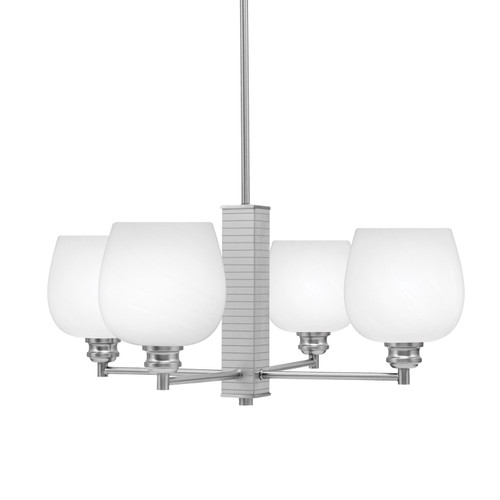 Edge 4 Light Chandelier, Brushed Nickel Finish, 6" White Marble Glass (1154-BN-4811)