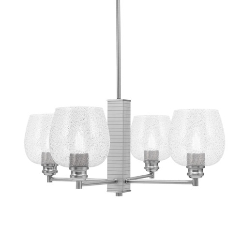 Edge 4 Light Chandelier, Brushed Nickel Finish, 6" Smoke Bubble Glass (1154-BN-4812)