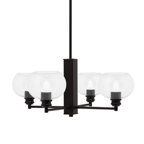 Edge 4 Light Chandelier, Espresso Finish, 7" Clear Bubble Glass (1154-ES-202)