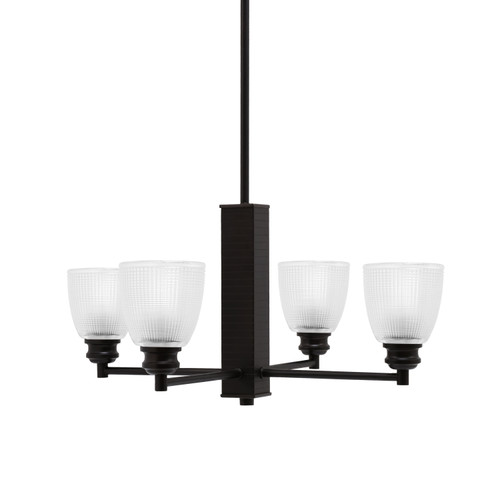 Edge 4 Light Chandelier, Espresso Finish, 5" Clear Ribbed Glass (1154-ES-500)