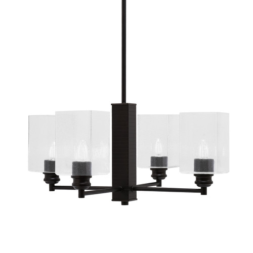 Edge 4 Light Chandelier, Espresso Finish, 4" Square Clear Bubble Glass (1154-ES-530)