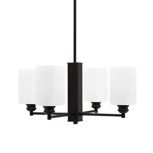 Edge 4 Light Chandelier, Espresso Finish, 3.5" Square White Marble Glass (1154-ES-541)
