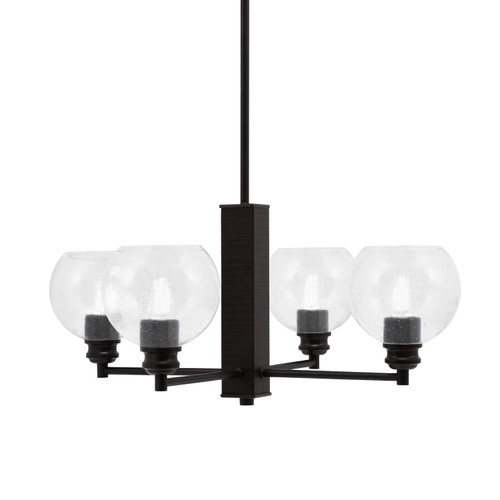Edge 4 Light Chandelier, Espresso Finish, 5.75" Clear Bubble Glass (1154-ES-4100)