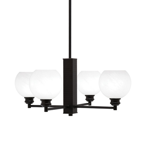 Edge 4 Light Chandelier, Espresso Finish, 5.75" White Marble Glass (1154-ES-4101)