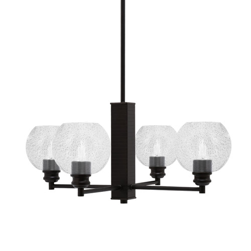 Edge 4 Light Chandelier, Espresso Finish, 5.75" Smoke Bubble Glass (1154-ES-4102)