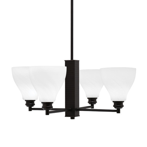 Edge 4 Light Chandelier, Espresso Finish, 6.25" White Marble Glass (1154-ES-4761)