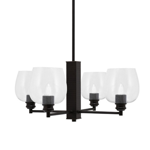 Edge 4 Light Chandelier, Espresso Finish, 6" Clear Bubble Glass (1154-ES-4810)