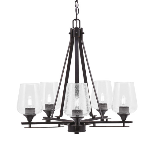 Uptowne 5 Light, Uplight, Chandelier, Dark Granite Finish, 5" Clear Bubble Glass (325-DG-210)
