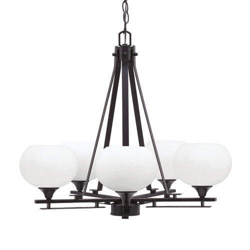 Uptowne 5 Light, Uplight, Chandelier, Dark Granite Finish, 7" White Muslin Glass (325-DG-212)