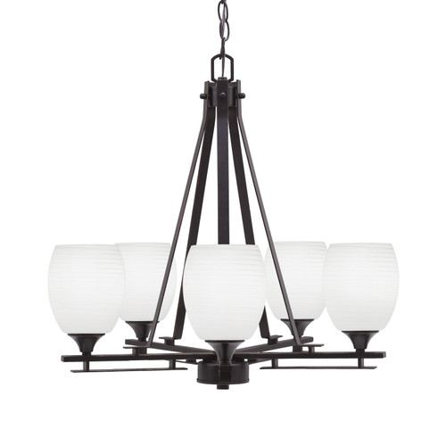 Uptowne 5 Light, Uplight, Chandelier, Dark Granite Finish, 5" White Linen Glass (325-DG-615)