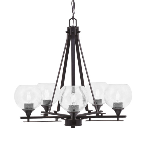 Uptowne 5 Light, Uplight, Chandelier, Dark Granite Finish, 5.75" Clear Bubble Glass (325-DG-4100)