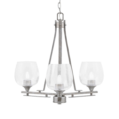 Uptowne 3 Light, Uplight, Chandelier, Aged Silver Finish, 6" Clear Bubble Glass (323-AS-4810)