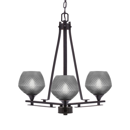 Uptowne 3 Light, Uplight, Chandelier, Dark Granite Finish, 6" Smoke Textured Glass (323-DG-4622)