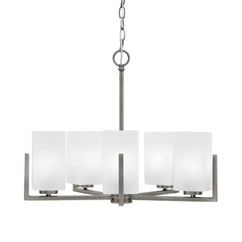 Atlas 5 Light, Chandelier, Graphite Finish, 3.5" Square White Marble Glass  (4505-GP-541)