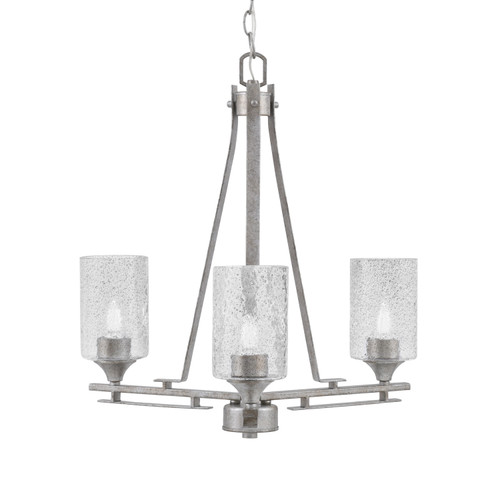 Uptowne 3 Light, Uplight, Chandelier, Aged Silver Finish, 4" Smoke Bubble Glass (323-AS-3002)