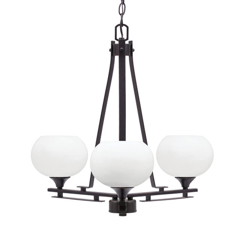 Uptowne 3 Light, Uplight, Chandelier, Dark Granite Finish, 7" White Muslin Glass (323-DG-212)