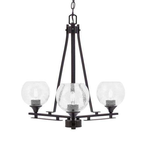 Uptowne 3 Light, Uplight, Chandelier, Dark Granite Finish, 5.75" Clear Bubble Glass (323-DG-4100)
