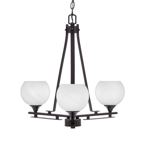 Uptowne 3 Light, Uplight, Chandelier, Dark Granite Finish, 5.75" White Marble Glass (323-DG-4101)