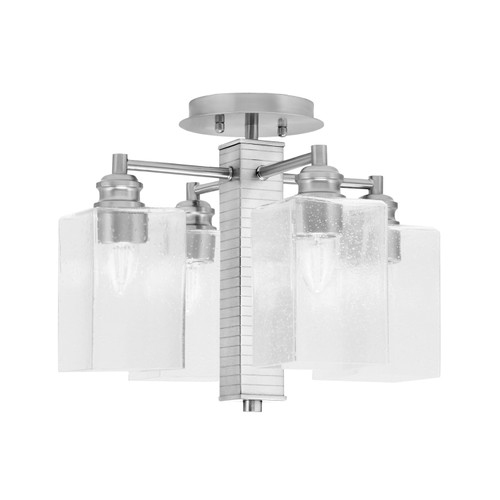 Edge 4 Light Semi-Flush, Brushed Nickel Finish, 4" Clear Bubble Glass (1157-BN-530)