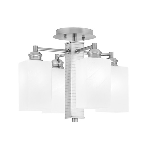 Edge 4 Light Semi-Flush, Brushed Nickel Finish, 3.5" Square White Muslin Glass (1157-BN-541)
