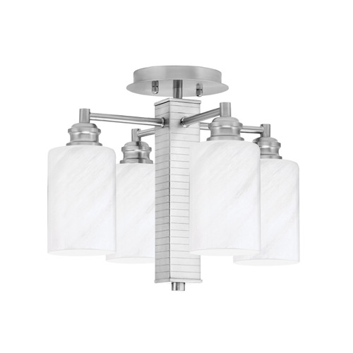 Edge 4 Light Semi-Flush, Brushed Nickel Finish, 4" White Marble Glass (1157-BN-3001)