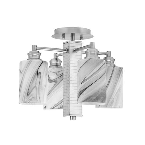 Edge 4 Light Semi-Flush, Brushed Nickel Finish, 4" Onyx Swirl Glass (1157-BN-3009)