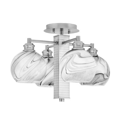 Edge 4 Light Semi-Flush, Brushed Nickel Finish, 5.75" Onyx Swirl Glass (1157-BN-4109)