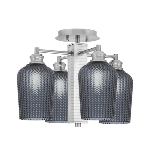 Edge 4 Light Semi-Flush, Brushed Nickel Finish, 5" Smoke Textured Glass (1157-BN-4252)