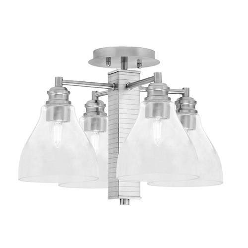 Edge 4 Light Semi-Flush, Brushed Nickel Finish, 6.25" Clear Bubble Glass (1157-BN-4760)
