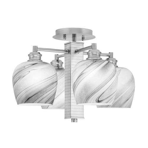 Edge 4 Light Semi-Flush, Brushed Nickel Finish, 6" Onyx Swirl Glass (1157-BN-4819)
