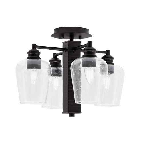 Edge 4 Light Semi-Flush, Espresso Finish, 5" Clear Bubble Glass (1157-ES-210)
