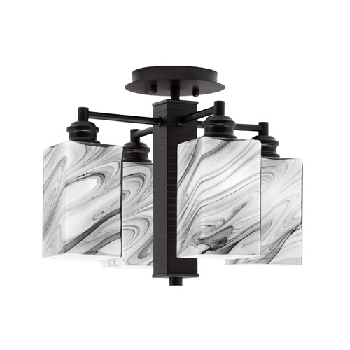 Edge 4 Light Semi-Flush, Espresso Finish, 4" Square Onyx Swirl Glass (1157-ES-549)