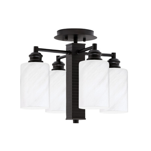 Edge 4 Light Semi-Flush, Espresso Finish, 4" White Marble Glass (1157-ES-3001)