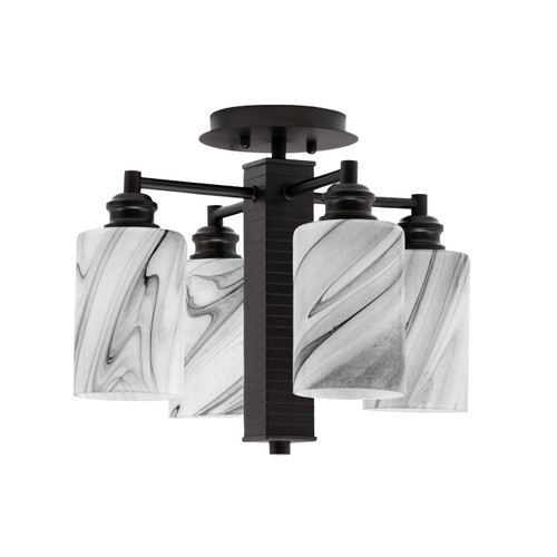 Edge 4 Light Semi-Flush, Espresso Finish, 4" Onyx Swirl Glass (1157-ES-3009)