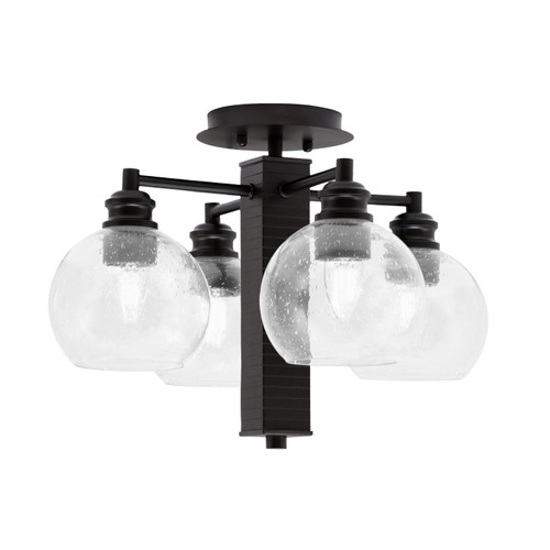 Edge 4 Light Semi-Flush, Espresso Finish, 5.75" Clear Bubble Glass (1157-ES-4100)