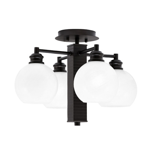 Edge 4 Light Semi-Flush, Espresso Finish, 5.75" White Marble Glass (1157-ES-4101)