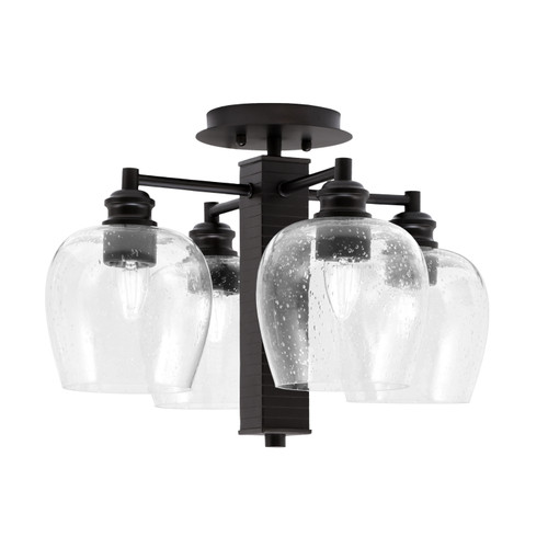 Edge 4 Light Semi-Flush, Espresso Finish, 6" Clear Bubble Glass (1157-ES-4810)