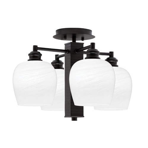 Edge 4 Light Semi-Flush, Espresso Finish, 6" White Marble Glass (1157-ES-4811)
