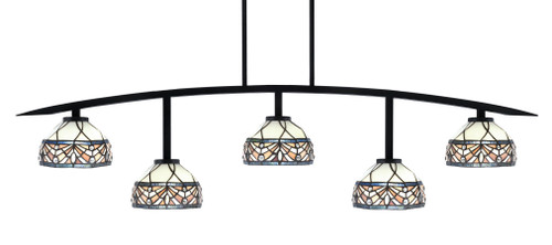 Kurve 5 Light Bar, Matte Black Finish, 7" Royal Merlot Art Glass (3745-MB-9485)