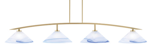 Kurve 4 Light Bar, New Age Brass Finish, 16" Blue Swirl Glass (3734-NAB-514)