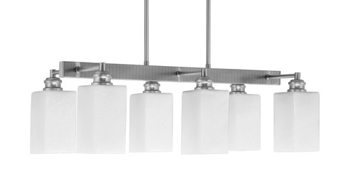 Edge 6 Light Bar, Brushed Nickel Finish, 3.5" Square White Marble Glass (1186-BN-541)