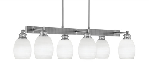Edge 6 Light Bar, Brushed Nickel Finish, 5" White Linen Glass (1186-BN-615)