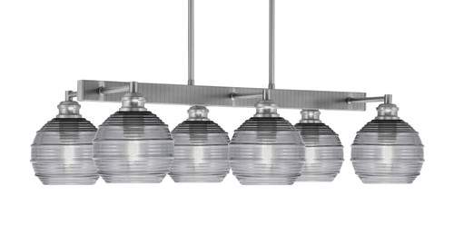 Edge 6 Light Bar, Brushed Nickel Finish, 6" Smoke Ribbed Glass (1186-BN-5112)