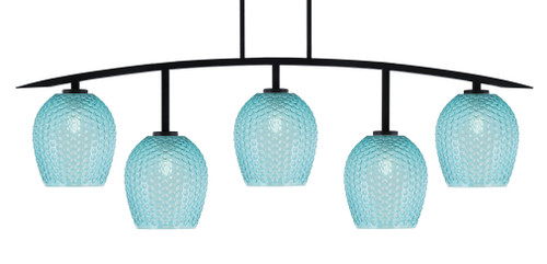 Kurve 5 Light Bar, Matte Black Finish, 7.5" Turquoise Textured Glass (3745-MB-4905)