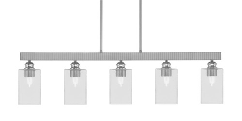 Edge 5 Light Bar, Brushed Nickel Finish, 4" Square Clear Bubble Glass (1185-BN-530)