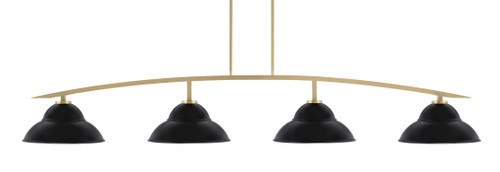 Kurve 4 Light Bar, New Age Brass Finish, 13" Matte Black Double Bubble Metal Shades (3734-NAB-428-MB)