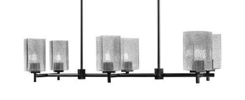 Franklin 6 Light Island Light, Matte Black Finish, 3.5" Square Smoke Bubble Glass (1226-MB-542)